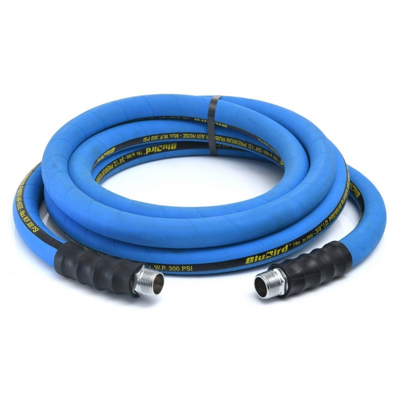BLUBIRD BB3415 3/4" x 15' Rubber Air Hose, 100% Rubber, Lightest, Strongest, Most Flexible, 300 PSI, 50F to 190F Degrees, Ozone Resistant, High Strength Polyester Braided - Image 2